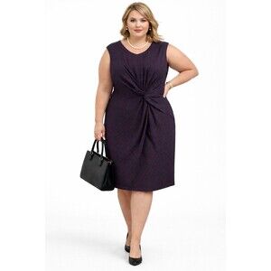 Ralph Lauren Womens Plus 18W Geometry Print Sleeveless Dress Gathered Waist